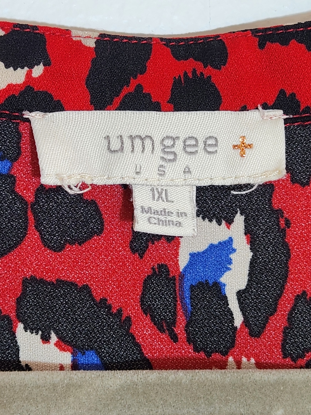 Umgee Red and Blue Leopard Print Boho Oversized Dress Size 1XL - Picture 7 of 9